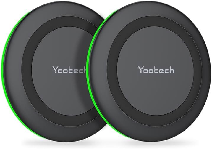 Yootech [2 Pack] Wireless Charger,10W Max Wireless Charging Pad Compatible with iPhone 17/17 Pro/17 Pro Max/Air/16/15/14/13/SE 2022/12/11,Samsung Galaxy S25/S24,for AirPods Pro 3(No AC Adapter) - Product Image