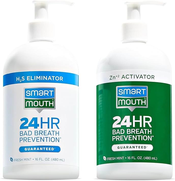SmartMouth Original 2-Bottle Zinc Activated Mouthwash with Pumps - Instant Fresh Breath Mouthwash - Eliminates Bad Odors & Bad Breath - Sugar, Gluten & Alcohol-Free - Fresh Mint - 16 fl oz, 2-Pack - Product Image