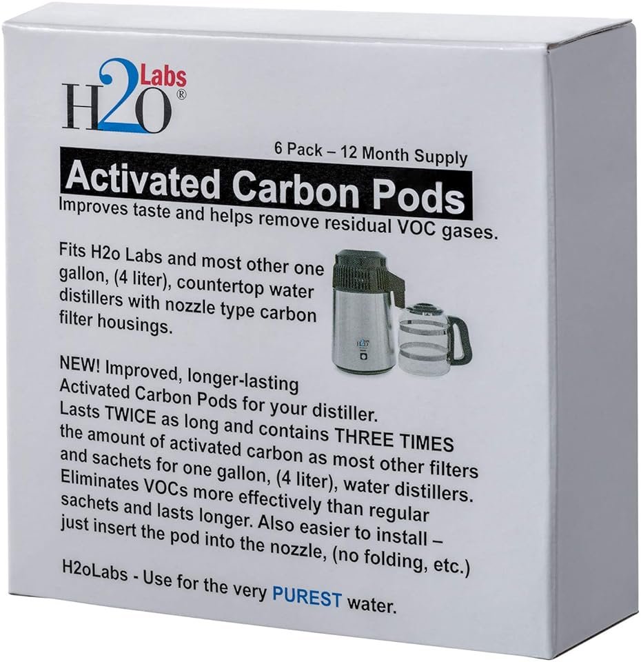 The ORIGINAL H2o Labs Exclusive Water Distiller Filter Pods for the Purest Water - Last Twice as Long and Contain Three Times the Activated Carbon as most other filters & sachets. One-Year Supply - Product Image