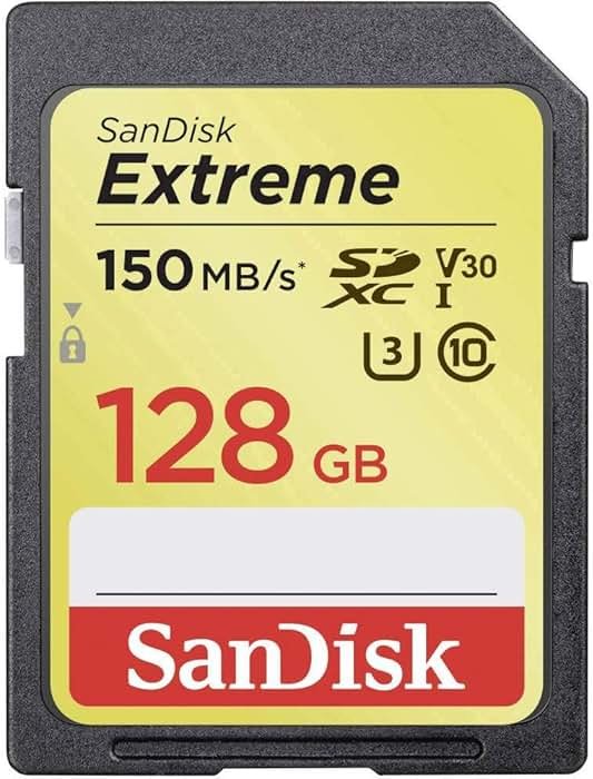 SANDISK 128GB Extreme SDXC UHS-I Memory Card - 150MB/s, C10, U3, V30, 4K UHD, SD Card - SDSDXV5-128G-GNCIN - Product Image