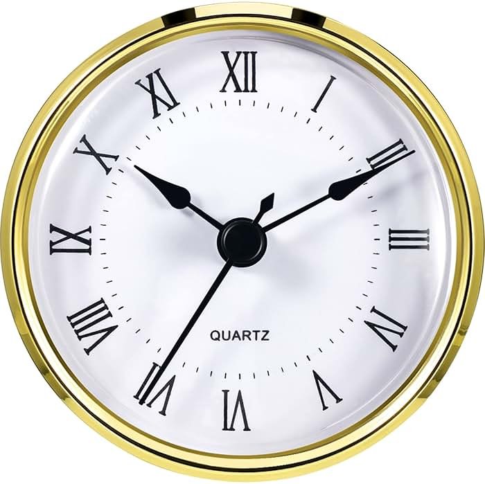 Hicarer Round Clock Insert 3-1/8 Inch (80 mm) Quartz Movement Roman Numeral Gold Trim (Gold Trim) - Product Image