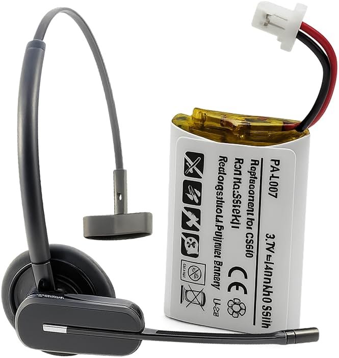 Replacement Battery for Plantronics CS540 C054 Wireless Headset Headphones Repair for 86180-01, PL-86180-01 & 84479-01, Rechargeable Li-Polymer Battery, LI-POL, 140mA - Product Image
