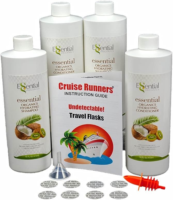 Fake Shampoo & Conditioner By CRUISE RUNNERS Hidden Liquor Alcohol Flasks For Booze Cruise Enjoy Rum Runners 4 Bottles - Product Image