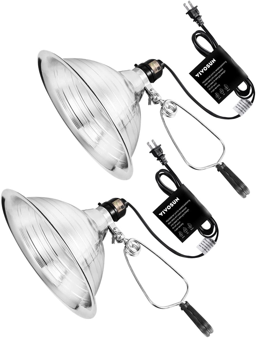 VIVOSUN Clamp Lamp Light with Detachable 8.5 Inch Aluminum Reflector up to 150 Watt E26 Socket (No Bulb Included), 6 Feet Cord, UL Listed, Pack of 2 - Product Image