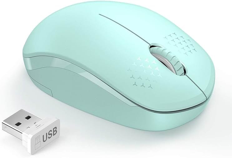 seenda Wireless Mouse for Laptop, 2.4G Noiseless Mouse with USB Receiver - Optical Tracking Portable Computer Mice for Chromebook, PC, Tablet, Windows System, 24 Months Battery Life - Mint Green - Product Image