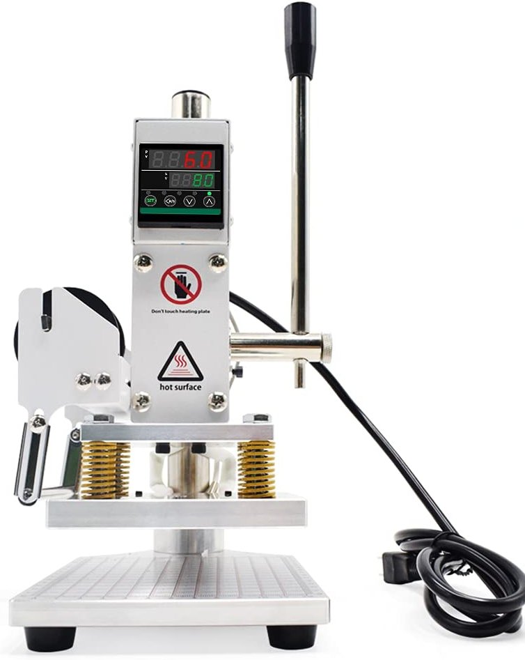 Upgraded Hot Foil Stamping Machine 10x13cm Leather Bronzing Pressure Mark Machine 110V with Full Scale on the Base Plate for PVC Leather PU Paper Logo Embossing - Product Image