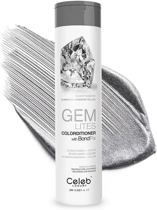 Celeb Luxury Colorwash Color Depositing Conditioner - Color Refresher , Vegan Hair Dye Mask, Bondfix Bond Rebuilder, Gem Lites Silvery Diamond - Product Image
