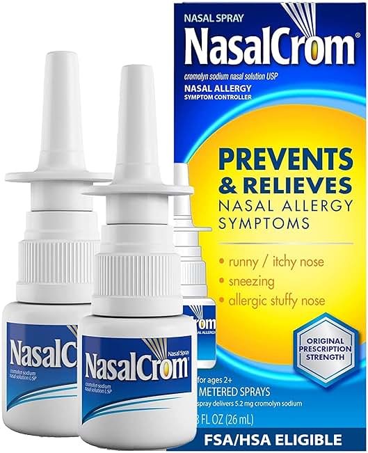 NasalCrom Nasal Spray Allergy Symptom Controller | 200 Sprays | .88 FL OZ (2 Pack) - Product Image