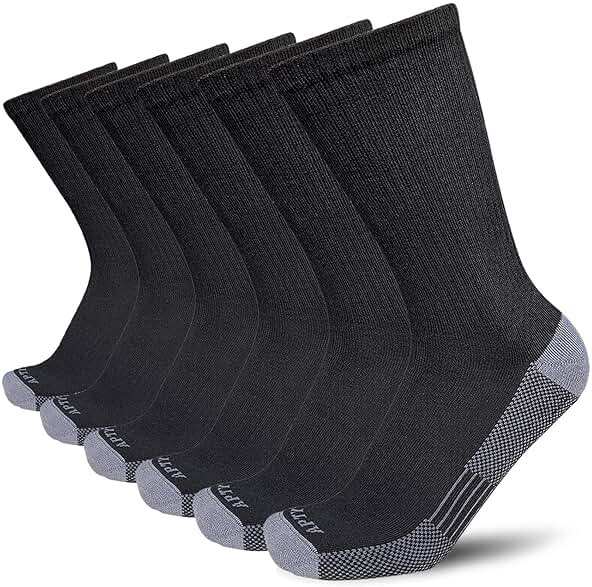 APTYID Men's Moisture Wicking Cushioned Crew Work Boot Socks (4-6 Pairs) - Product Image