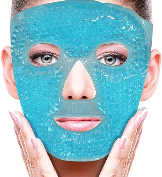 ZNÖCUETÖD Cold Face Eye Mask Ice Pack Reduce Facial Puff, Dark Circles, Hot Cold Compress Pack, Face SPA Gift for Woman Sleeping, Pressure, Headaches, Skin Care, Post Laser Cosmetic Care, Reversible - Product Image