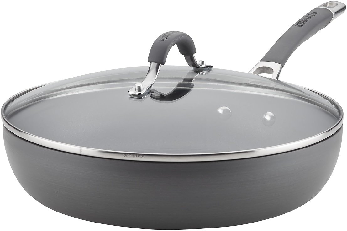 Circulon Radiance Hard Anodized Nonstick Deep Frying Pan with Lid, 12 inch Frying Pan with Lid, Deep Skillet, Gray - Product Image