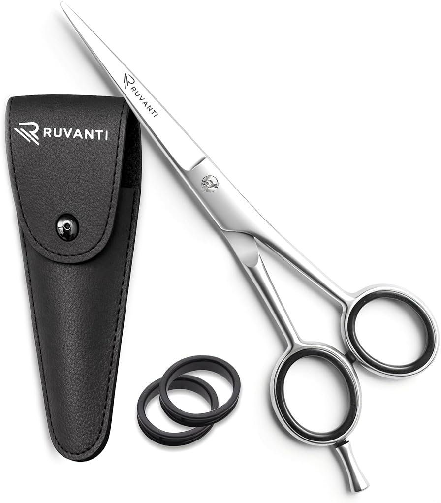 Ruvanti Hair Cutting Scissors - 6.5 Inch Sharp Hair Scissors & Haircut Scissors for Women Men Kids, Stainless Steel Scissors for Hair, Home Hair Cutting Scissors Professional with Case - Product Image