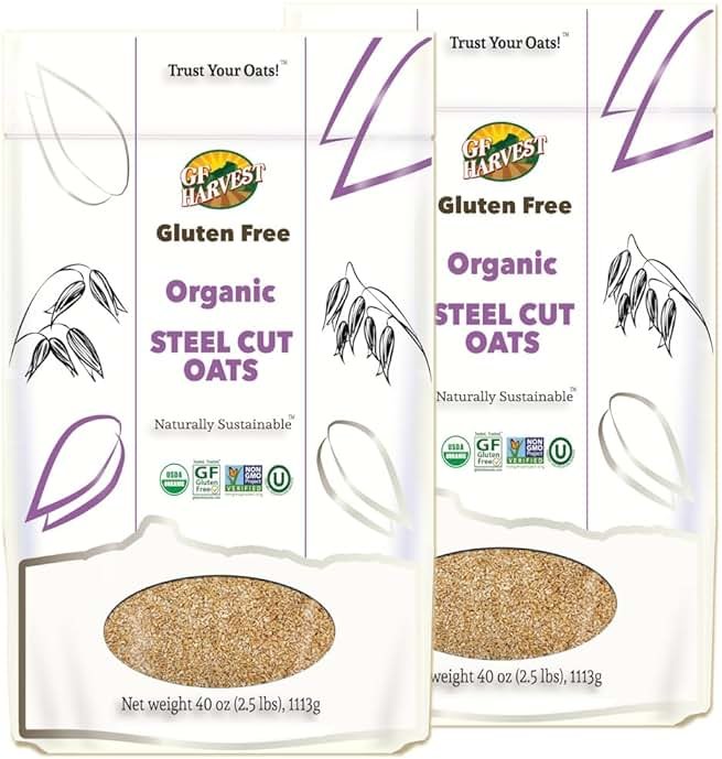 GF Harvest Gluten Free Certified Organic Whole Grain Steel Cut Oats, 2.5 Pound (Pack of 2) - Product Image