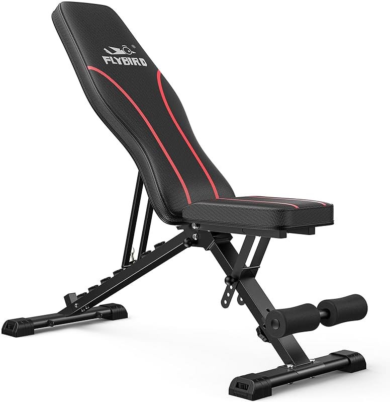 FLYBIRD Adjustable Bench,Utility Weight Bench for Full Body Workout- Multi-Purpose Foldable Incline Bench (Black) - Product Image