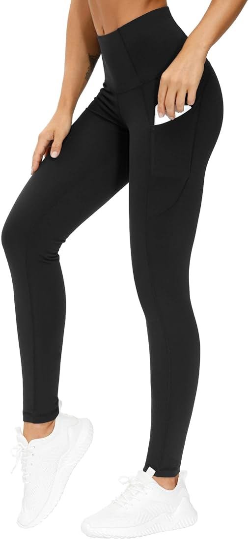 THE GYM PEOPLE Thick High Waist Yoga Pants with Pockets, Tummy Control Workout Running Yoga Leggings for Women - Product Image