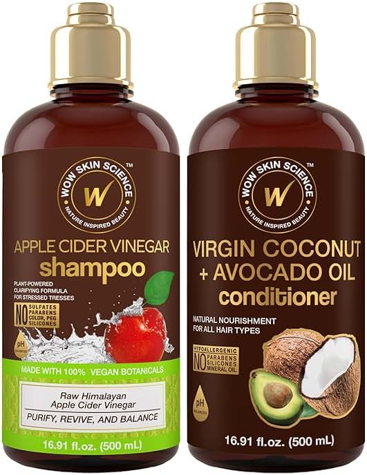 WOW Skin Science Apple Cider Vinegar Shampoo & Coconut + Avocado Oil Conditioner Duo 16.9 oz - Product Image