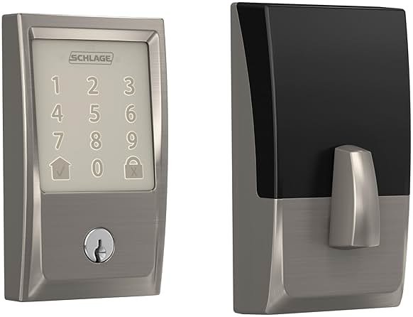 Schlage Encode Smart Wi-Fi Deadbolt Lock with Touchscreen Keypad, Keyless Front Door Entry, App Control, Alexa, Google Home and Airbnb Compatible, Satin Nickel, BE489WB CEN 619 - Product Image