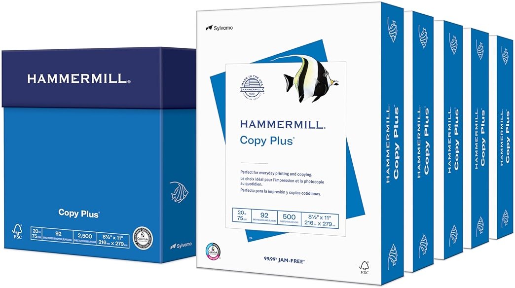 Hammermill Printer Paper, 20 lb Copy Plus, 8.5 x 11-5 Ream (2,500 Sheets) - 92 Bright - Product Image