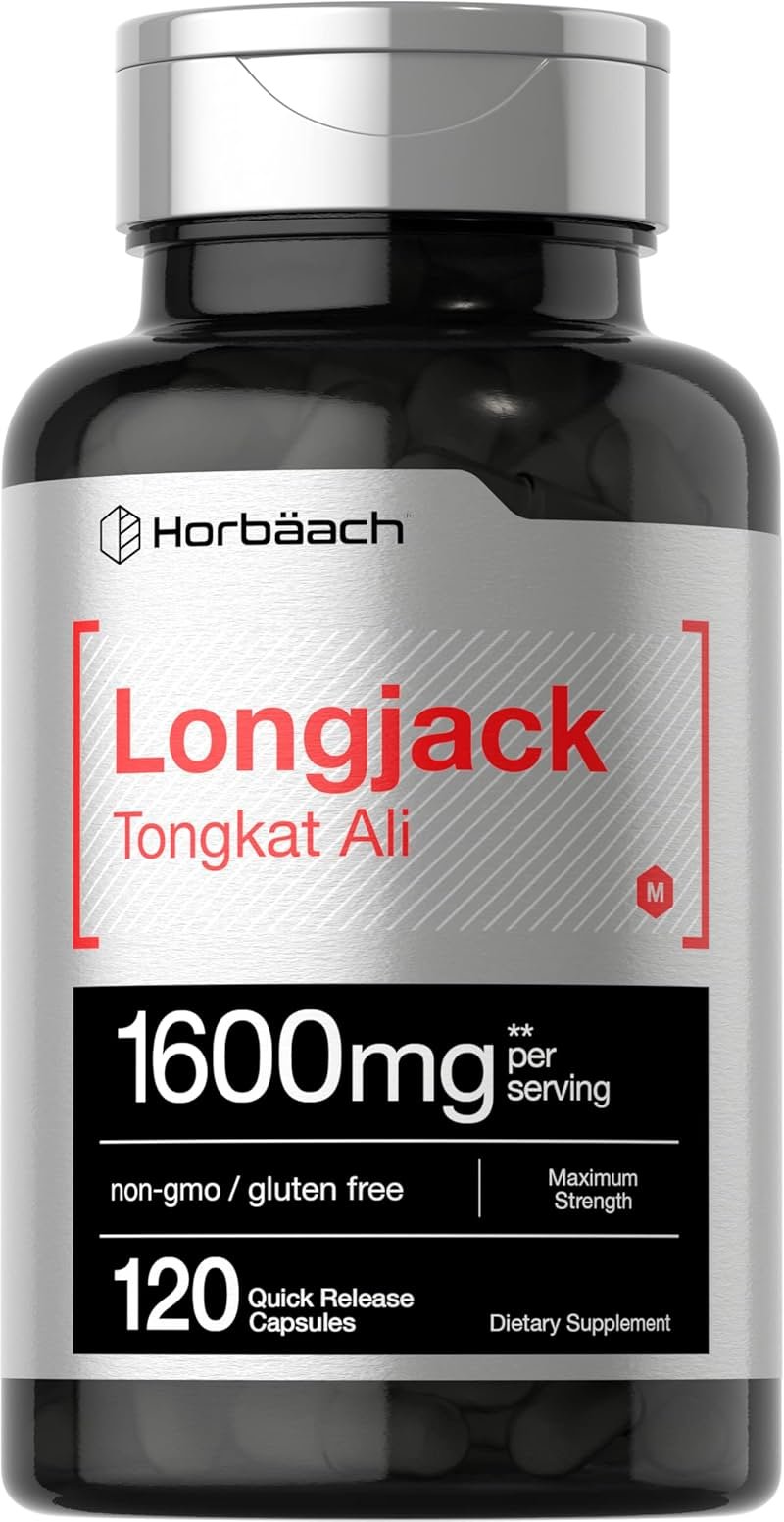 Horbäach Longjack Tongkat Ali for Men and Women | 120 Capsules | Extract Supplement | Maximum Strength Pills | Eurycoma Longifolia | Non-GMO and Gluten Free - Product Image