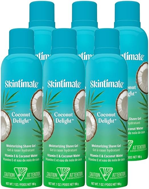 Skintimate Coconut Delight Shave Gel for Women, 6 Pack | Skintimate Shaving Cream for Women, Womens Shaving Cream, Shave Cream, Shaving Foam, Womens Shave Gel, Pack of 6, 7oz each - Product Image