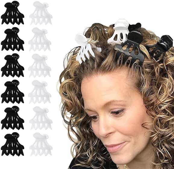 Curl Keeper Claw Clips for Thick & Thin Hair, Roller Jaw Clamps (12-Pack) - Wide Teeth Large Hair Clips for Women - Supports & Creates Volume - Hair Styling Accessories are Lightweight & Easy Clean - Product Image