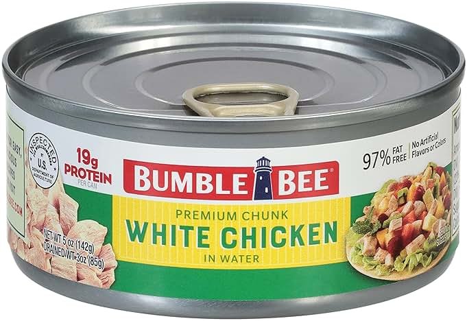 Bumble Bee Premium White Chicken Breast with Rib Meat in Water - 19g Protein per Serving - Gluten Free, Keto Friendly Canned Chicken - 5 oz (Pack of 1) - Product Image