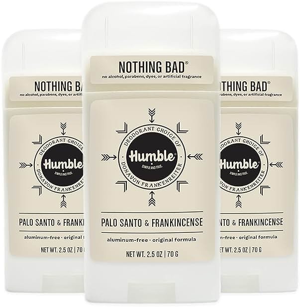 Humble Aluminum-Free Deodorant for Women & Men, Palo Santo & Frankincense - Clean & Fresh Natural Deodorant Stick with Essential Oils for Long-Lasting Odor Control - 3 Pack - Product Image