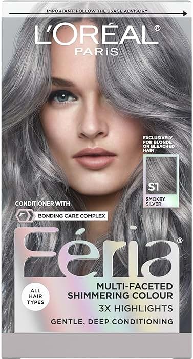 L'Oreal Paris Feria Multi-Faceted Shimmering Permanent Hair Color, Smokey Silver, Pack of 1 Hair Dye Kit - Product Image