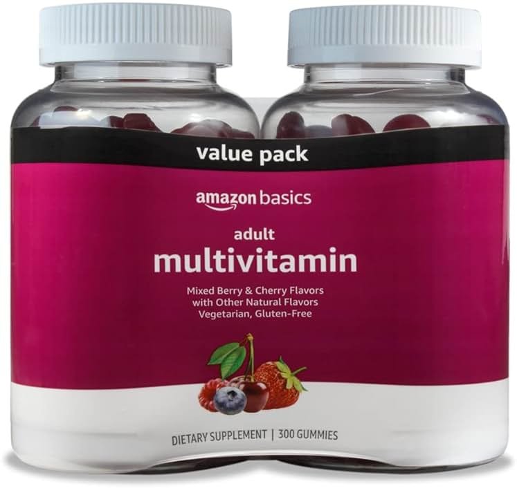Amazon Basics Adult Multivitamin Gummies, Mixed Berry & Cherry Flavors, 150 Count, 75-Day Supply, Pack of 2 (Previously Solimo) - Product Image