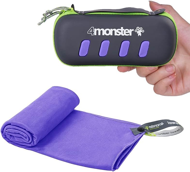 4Monster Camping Towel Super Absorbent-Quick Dry Microfiber Towel Ultra Compact & Soft-Travel Towel Lightweight for Backpacking,Hiking,Gym,Beach,Swimming,Yoga - Product Image