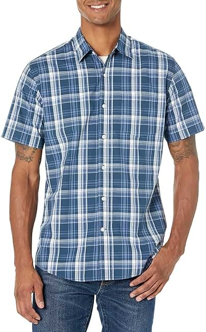 Amazon Essentials Men's Regular-Fit Short-Sleeve Poplin Shirt - Product Image