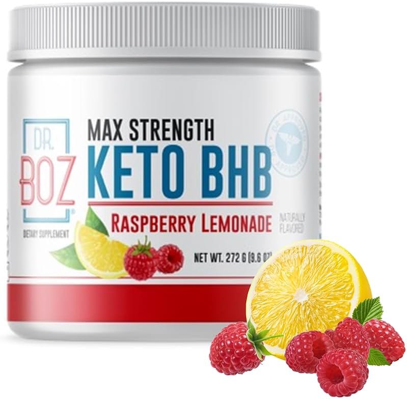 Dr. Boz - Keto BHB Powder - Raspberry Lemonade, 20 Servings - Ketones Drink - Increase Energy & Reduce Cravings - Max Strength Dietary Supplement - Quality Tested - Made in The USA - 9.6oz (272g) - Product Image