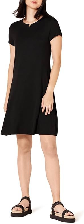 Amazon Essentials Women's Short-Sleeve Scoop Neck A-line Swing Dress (Available in Plus Size) - Product Image