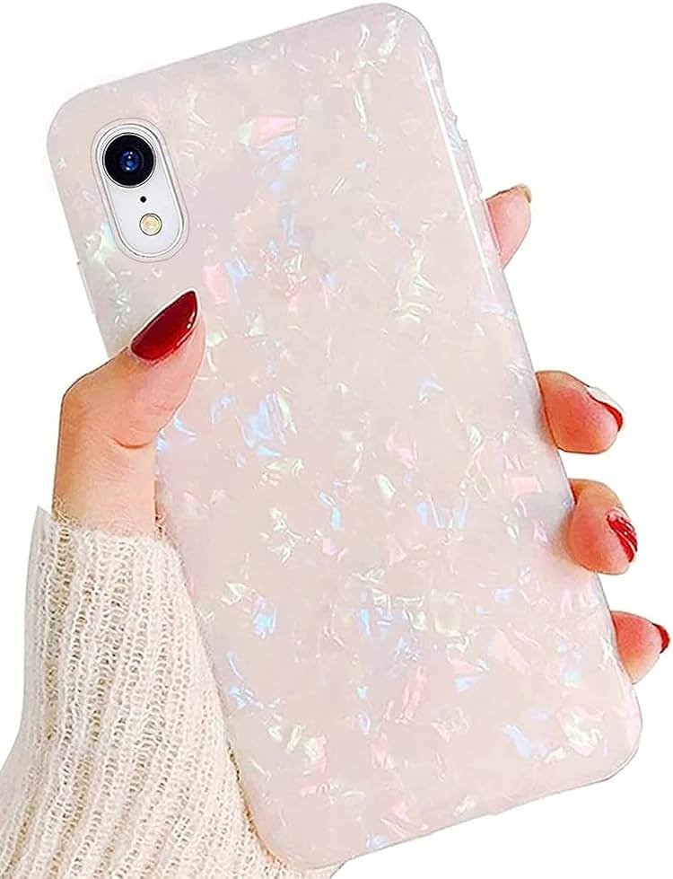 J.west iPhone XR Case 6.1-inch, Luxury Opal Pearly Thinfoil Design Ultra Slim Thin Flexible Bumper Soft Rubber TPU Silicone Protective Phone Case Cover for Girls Womens (Colorful) - Product Image