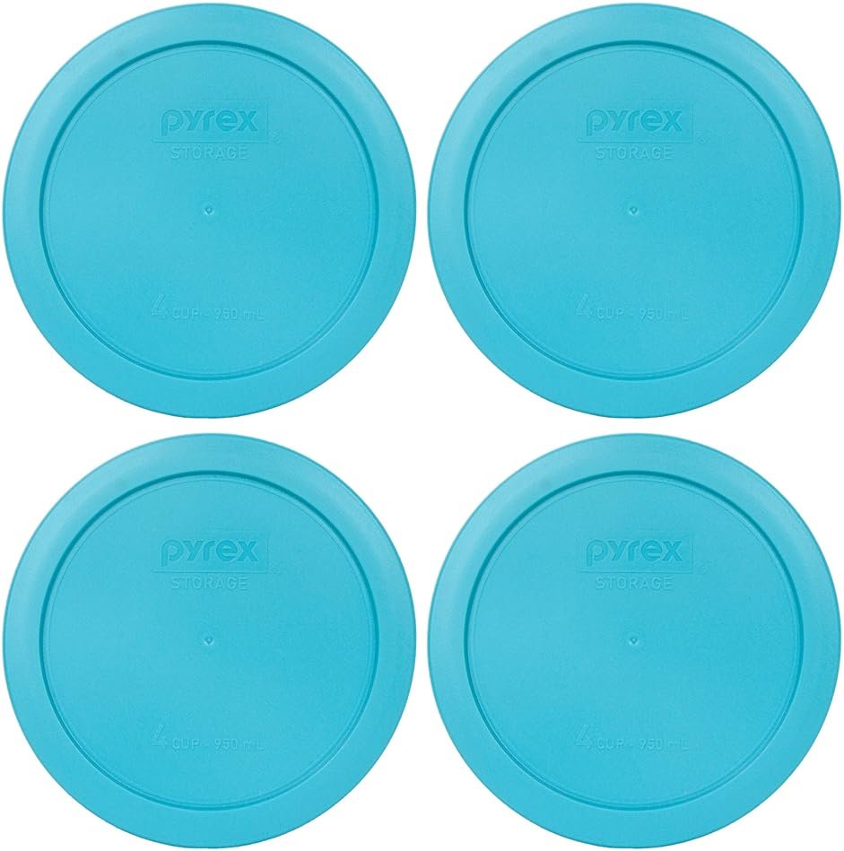 Pyrex 7201-PC 4 Cup Surf Blue Food Storage Replacement Lid (4-Pack) - Made in USA - Product Image