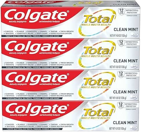 Colgate Total Toothpaste with Whitening, Clean Mint, 4.8 Ounce (Pack of 4) - Product Image