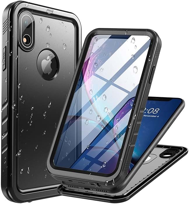 Cozycase TOP Military IP68 Waterproof Case for iPhone XR - Heavy Duty 360 Shockproof Full Body with Screen Camera Protector Double Water Dust Drop Proof Hard Rugged Tough Bumper Front Back Cover Black - Product Image