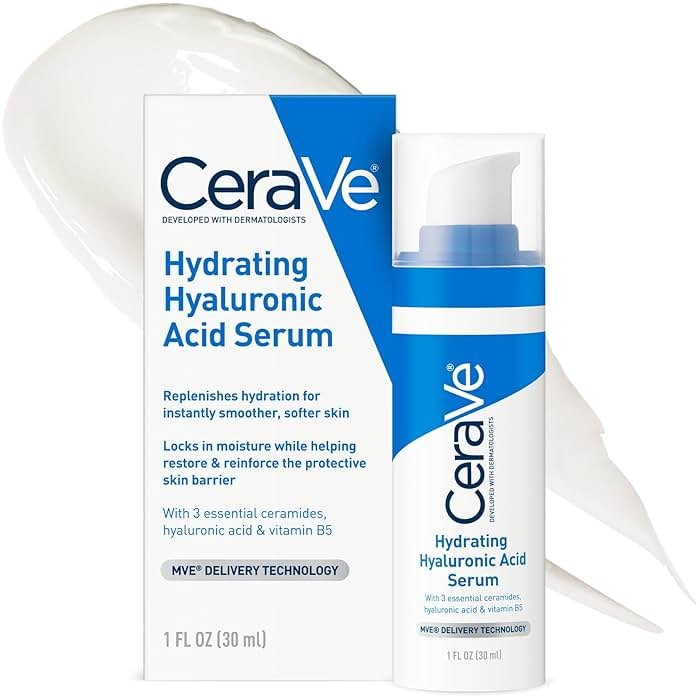 Cerave Hyaluronic Acid Serum for Face with Vitamin B5 and Ceramides, Hydrating Face Serum for Dry Skin, Fragrance Free, 1 Ounce - Product Image