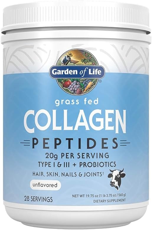 Garden of Life Grass Fed Collagen Peptides Powder Unflavored Collagen Powder for Hair Skin Nails Joints, Hydrolyzed Collagen Protein Supplements, Collagen for Women & Men, 28 Servings - Product Image