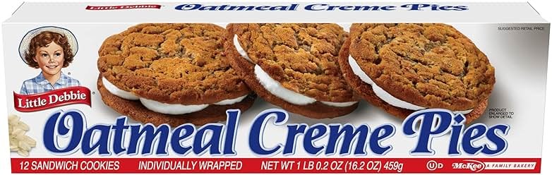 Little Debbie Oatmeal Crème Pies, 12 Individually Wrapped Sandwich Cookies, 16.2 OZ Box - Product Image
