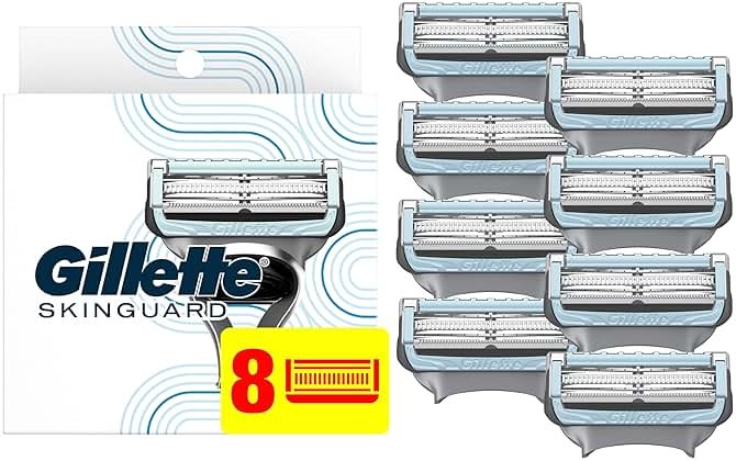 Gillette SkinGuard Razor Blade Refills for Men, 2 Blade Cartridge, SkinGuard for Sensitive Skin, Lubrication, Fits SkinGuard Razor Handles, 8 Count - Product Image