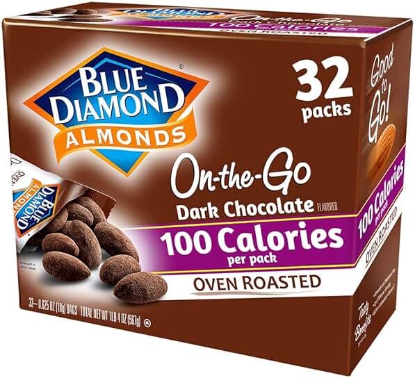 Blue Diamond Almonds Dark Chocolate Cocoa Dusted Snack Nuts, 100 Calorie Packs, (Pack of 1, 32 Count Toal) - Product Image