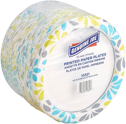 Genuine Joe Printed Paper Plates, 7" (Pack of 125) - Product Image