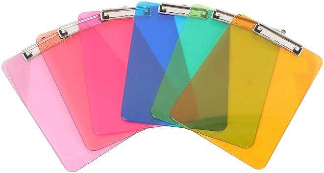 Amazon Basics Colorful, Sturdy, Lightweight Plastic Clipboards, Letter Size, Assorted Colors, Pack of 6 - Product Image