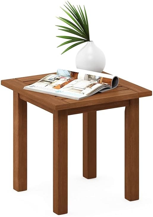 Furinno FG18506 Tioman Hardwood Patio Furniture Outdoor End Table, Natural - Product Image