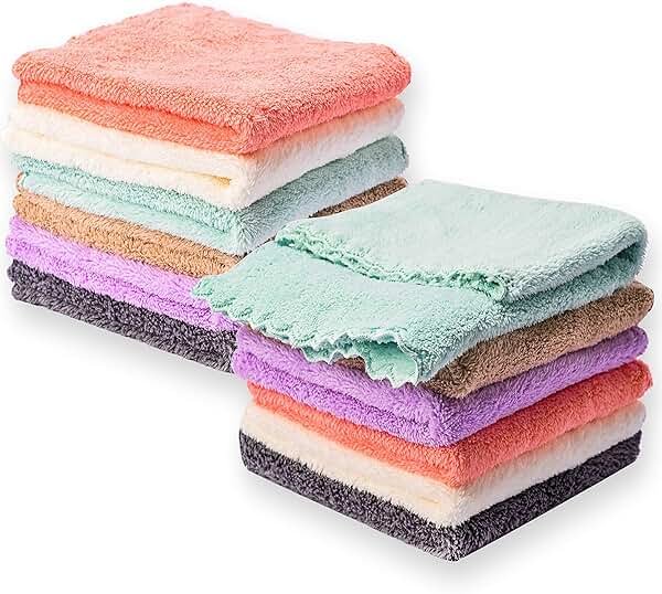 Kyapoo Baby Washcloths 12 Pack 12x12 Inches Microfiber Coral Fleece Extra Absorbent and Soft for Newborns, Infants and Toddlers - Product Image