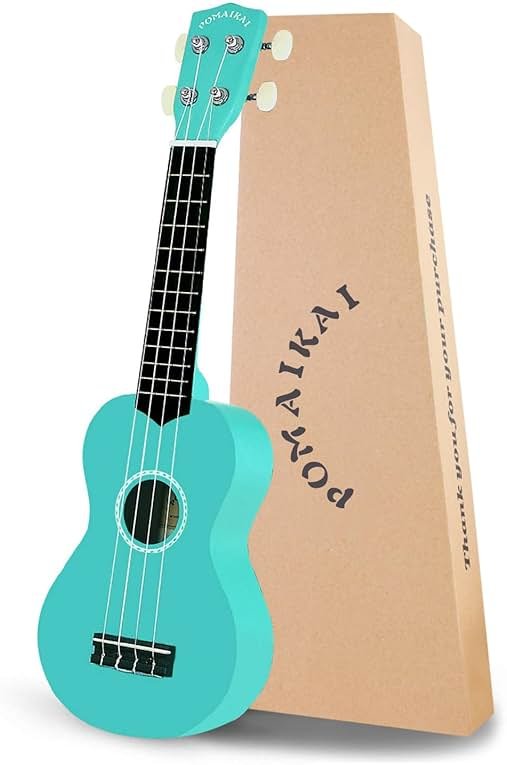 POMAIKAI Soprano Ukulele Starter Wood Ukele Hawaiian Guitar Ukelele 21" Beginner and Students (Blue) - Product Image