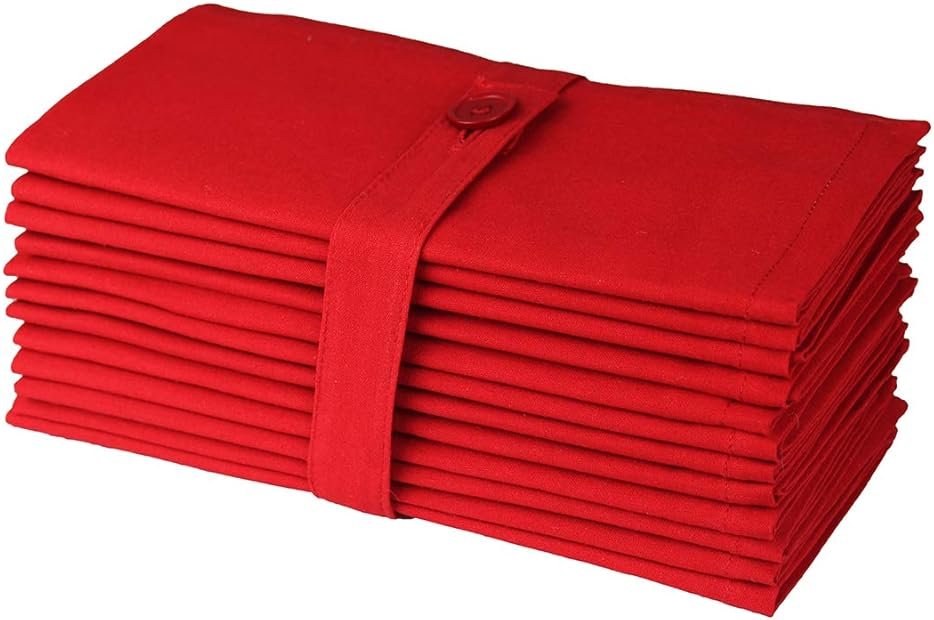 COTTON CRAFT Christmas Red Napkins -12 Pack 100% Cotton Dinner Napkins - All Year Xmas Fall Thanksgiving Celebration Party Gift Holiday Table Napkin - Soft Washable Reusable Cloth Napkin -18x18 - Product Image