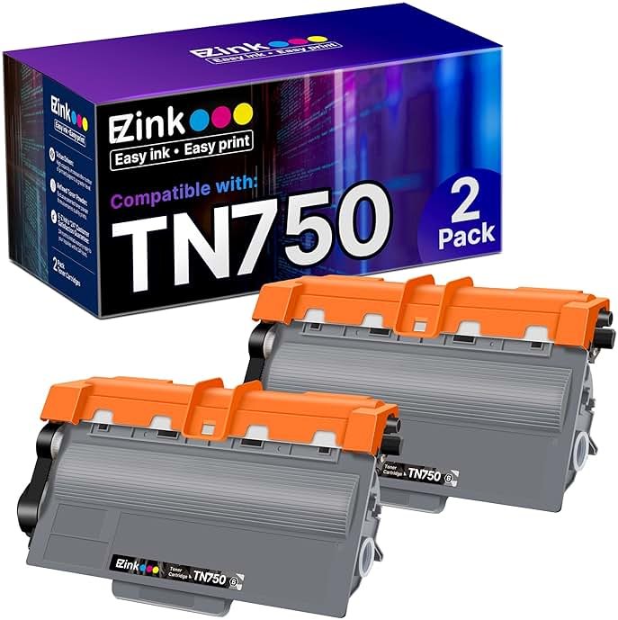 E-Z Ink Compatible Toner Cartridge Replacement for Brother TN750 TN-750 TN720 TN-720 to Use with HL-5450DN HL-5470DW HL-6180DW MFC-8710DW MFC-8910DW MFC-8950DW (Black, High Yield, 2-Pack) - Product Image