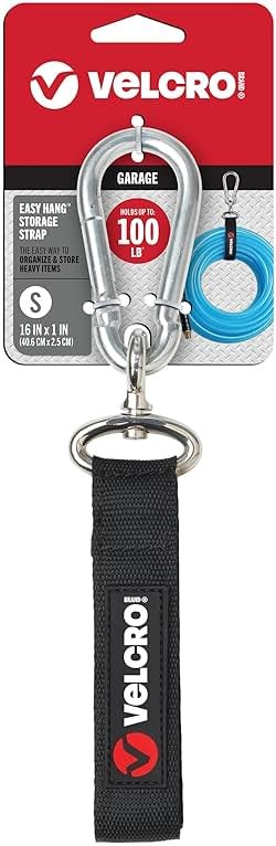 VELCRO Brand VEL-30120-USA Easy Hang Strap. Heavy Duty Outdoor Storage Extension Cords, Cables, Tools, Bikes. Organization for Garden, Shed, RV. Small-1Pk, Black - Product Image
